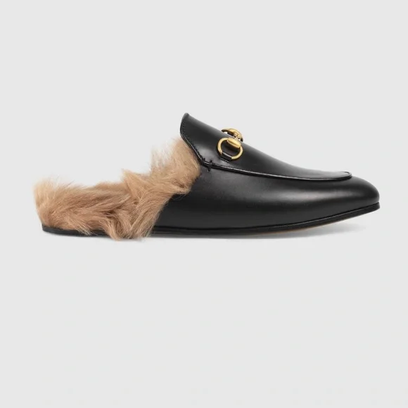 Gucci Black Leather Fur-Lined Loafers - Picture 4 of 4